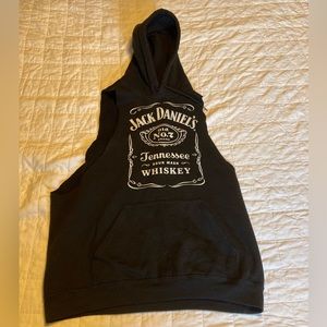 JACK DANIEL’S, black homemade cutoff hoodie